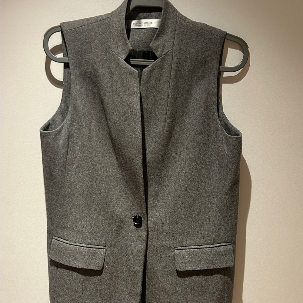 Contemporaine Wool Gray Sleeveless Vest Top - Picture 6 of 9
